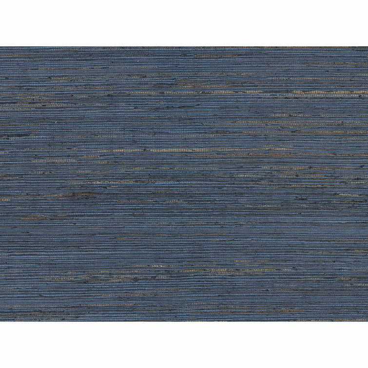 Indigo and Tan Grasscloth Non-Pasted Wallpaper Roll