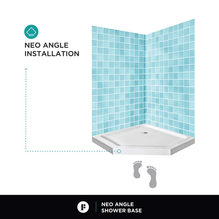 32" White Neo-Angle Acrylic Shower Base with Non-Slip Surface