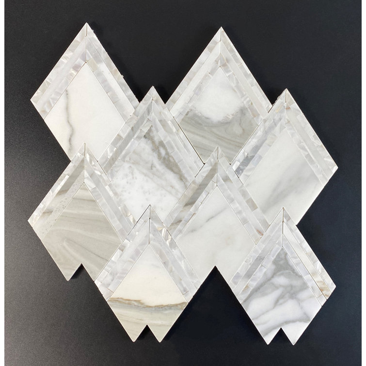 Calacatta Marble and Mother of Pearl Mosaic Tile Sheet