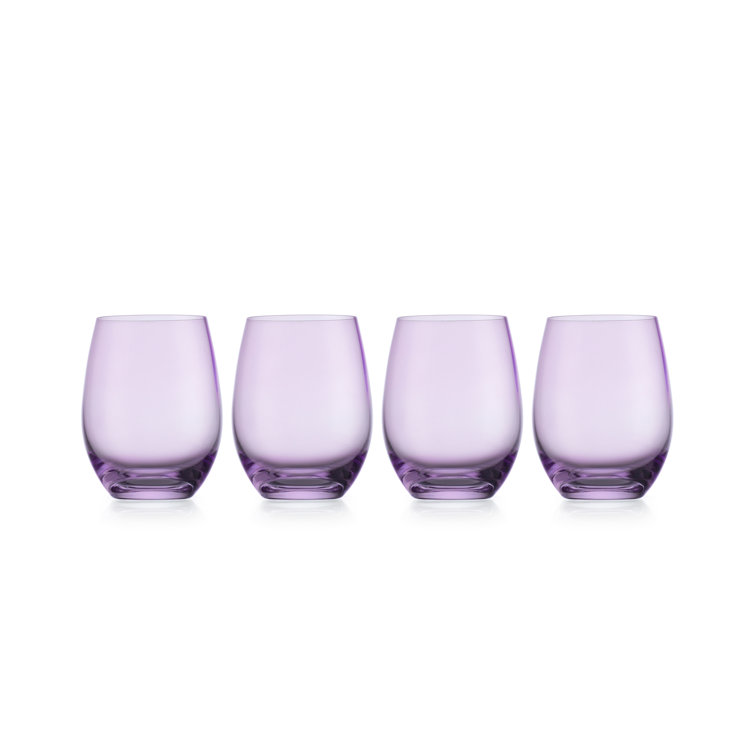 Amethyst Recyclable Crystal Stemless Wine Glass Set