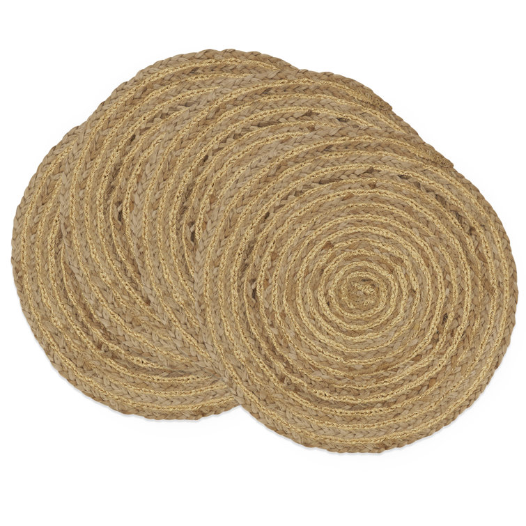 Gold Shimmer Spiral Jute Round Placemats, Set of 4