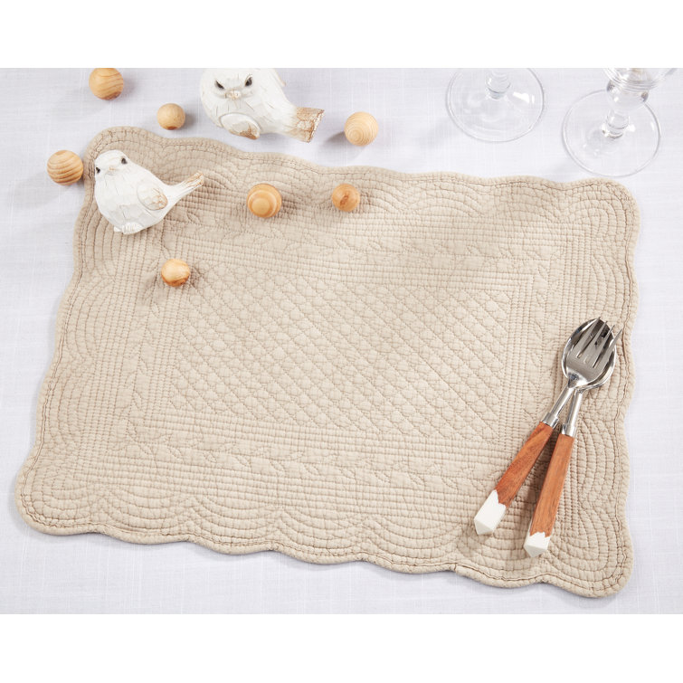 Taupe Quilted Cotton Rectangle Placemats Set of 4