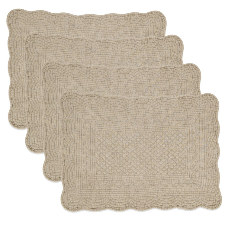 Taupe Quilted Cotton Rectangle Placemats Set of 4