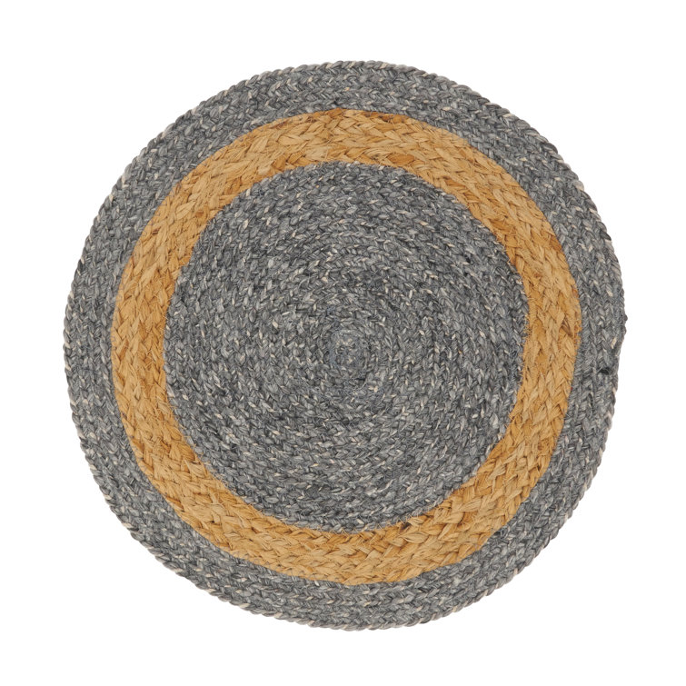 Gray and Natural Braided Jute Round Placemats (Set of 4)