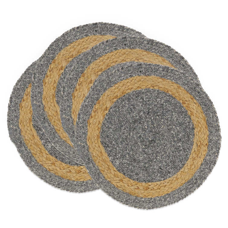 Gray and Natural Braided Jute Round Placemats (Set of 4)