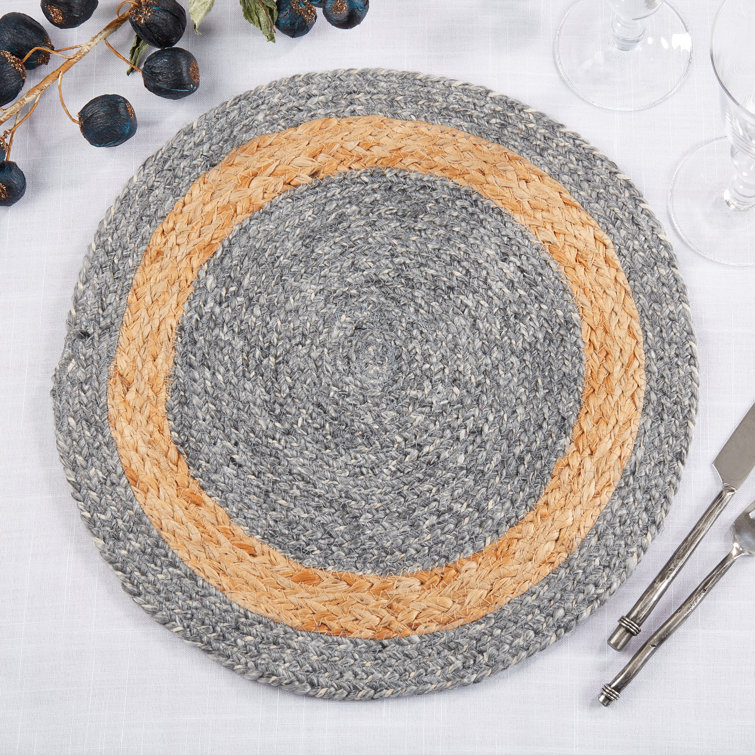 Gray and Natural Braided Jute Round Placemats (Set of 4)