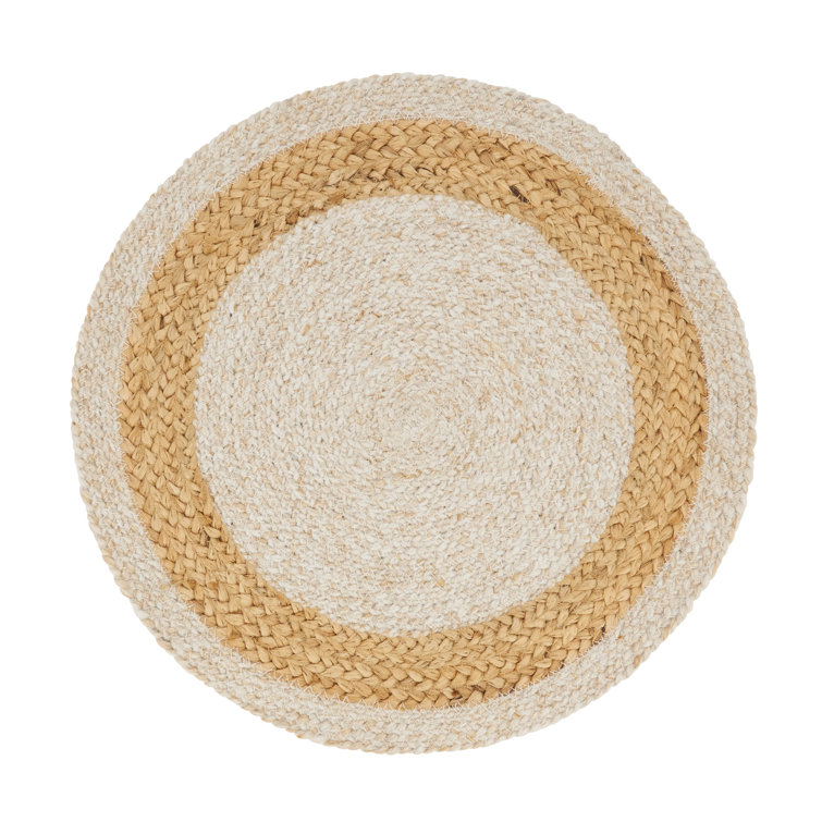 Ivory and Natural Braided Jute Round Placemats, Set of 4