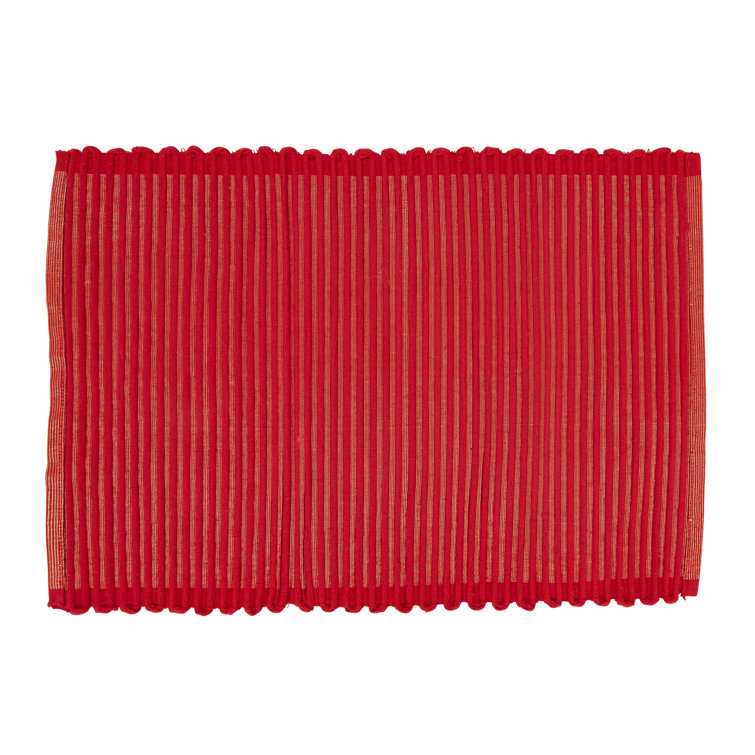 Red and Gold Ribbed Cotton Placemats Set of 4