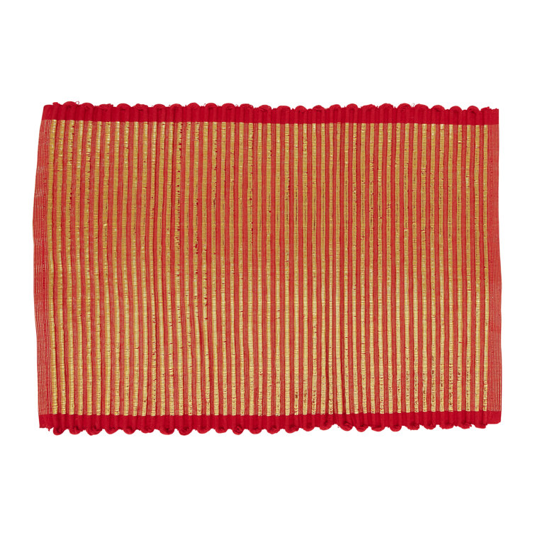 Red and Gold Ribbed Cotton Placemats Set of 4