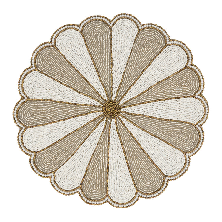 Silver Beaded Pinwheel Fabric Placemats Set of 4