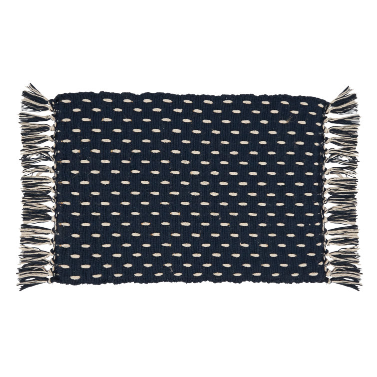 Navy Blue and Natural Jute Rope Rectangle Placemats, Set of 4