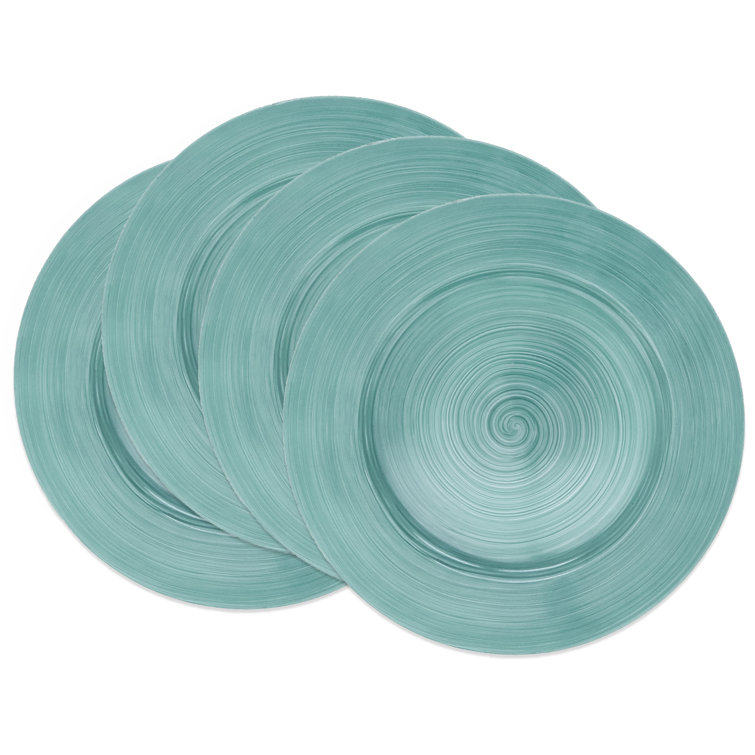Elegant Aqua Ceramic Look Charger Plates Set of 4