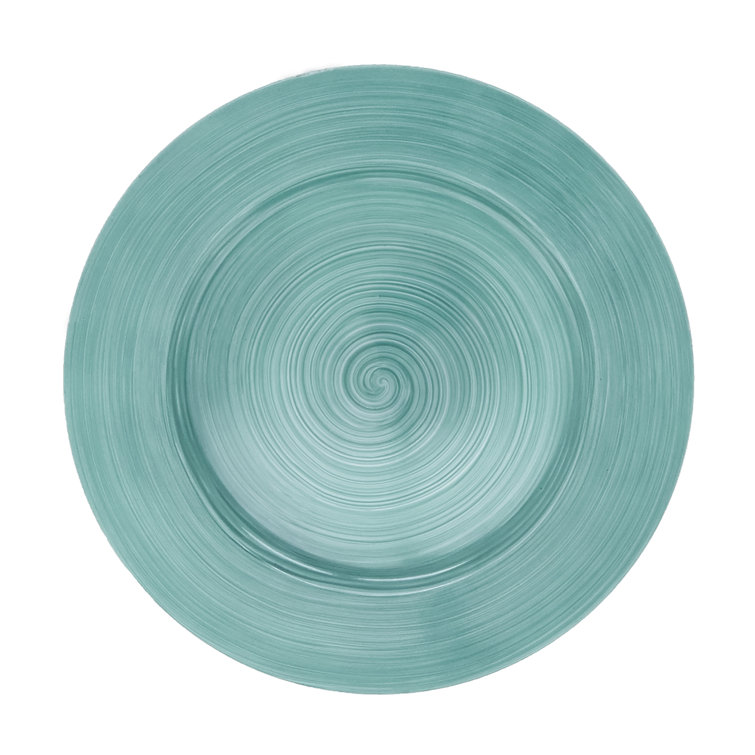 Elegant Aqua Ceramic Look Charger Plates Set of 4