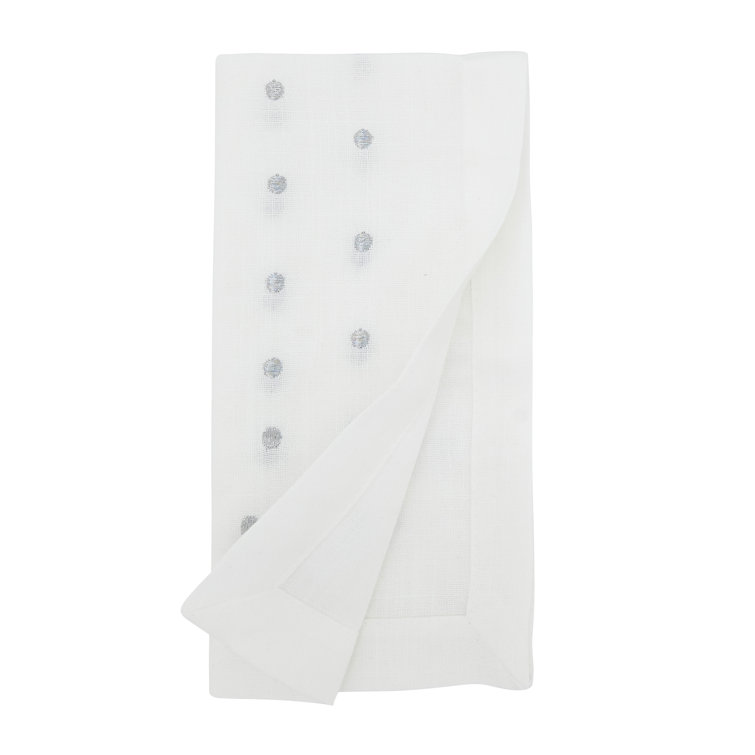 Silver Polka Dot Polyester Square Napkin Set