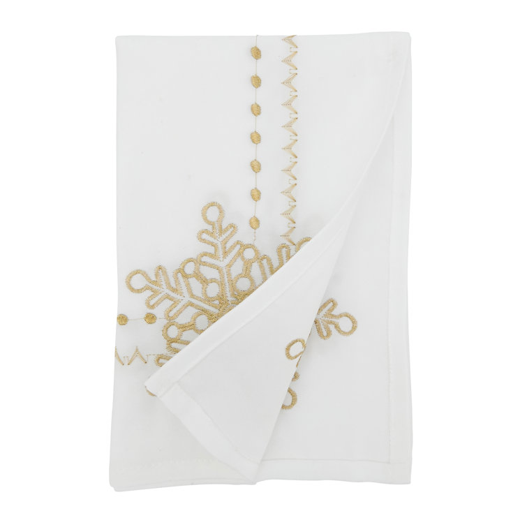 White Embroidered Snowflake Winter Table Napkins Set of 4