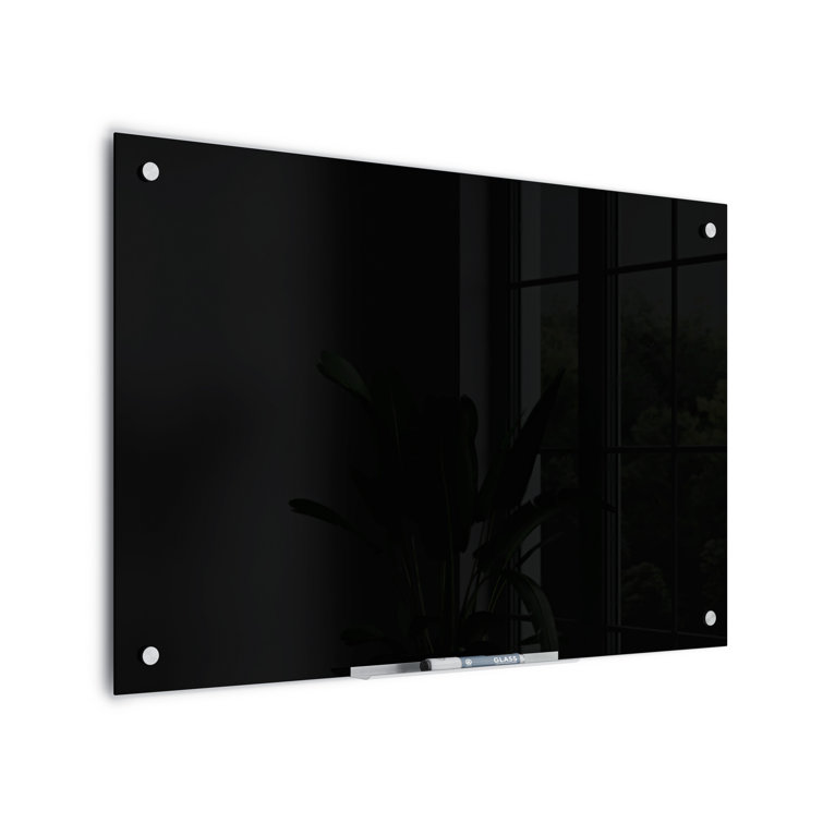Contemporary Black Glass 36" x 24" Frameless Dry Erase Board
