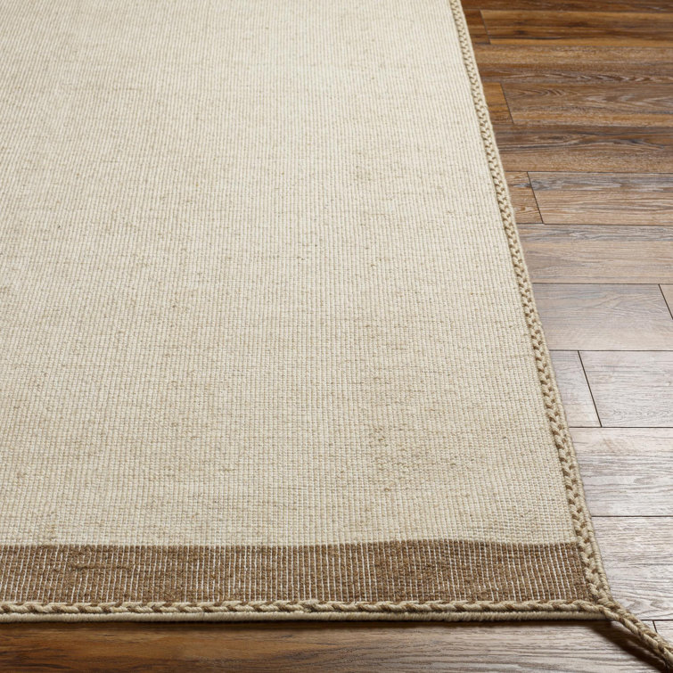 Handwoven Beige and Brown Wool Rectangular Rug 6' x 9'