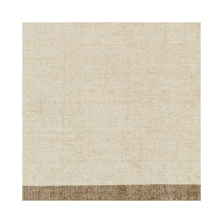 Handwoven Beige and Brown Wool Rectangular Rug 6' x 9'