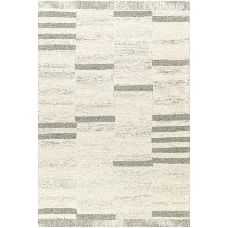 Ivory and Gray Hand-Tufted Wool 5' x 7' Rug