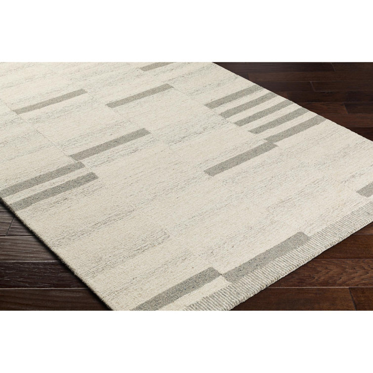 Ivory and Gray Hand-Tufted Wool 5' x 7' Rug