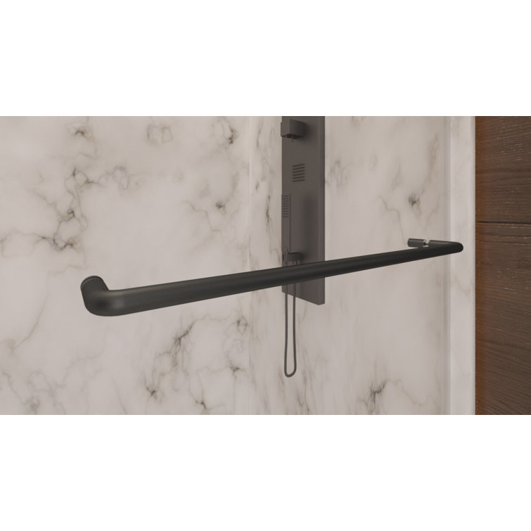 Luna 48'' Matte Black Frameless Sliding Shower Door with Clear Glass