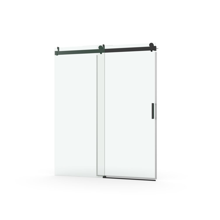 60'' Matte Black Frameless Sliding Shower Door with Clear Glass