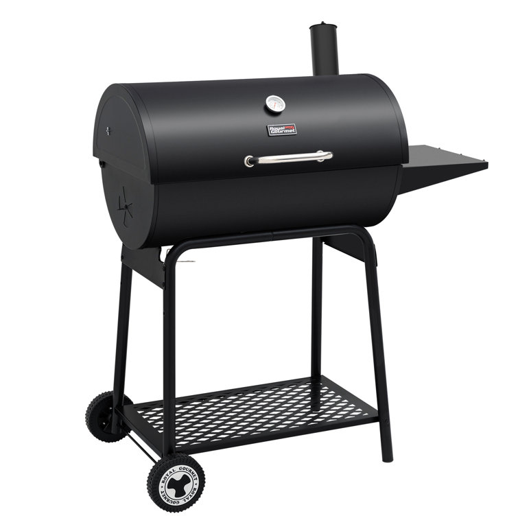 Royal Gourmet 30-Inch Black Barrel Charcoal Grill with Smoker