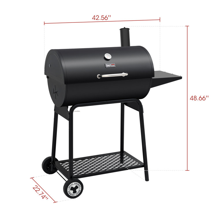 Royal Gourmet 30-Inch Black Barrel Charcoal Grill with Smoker