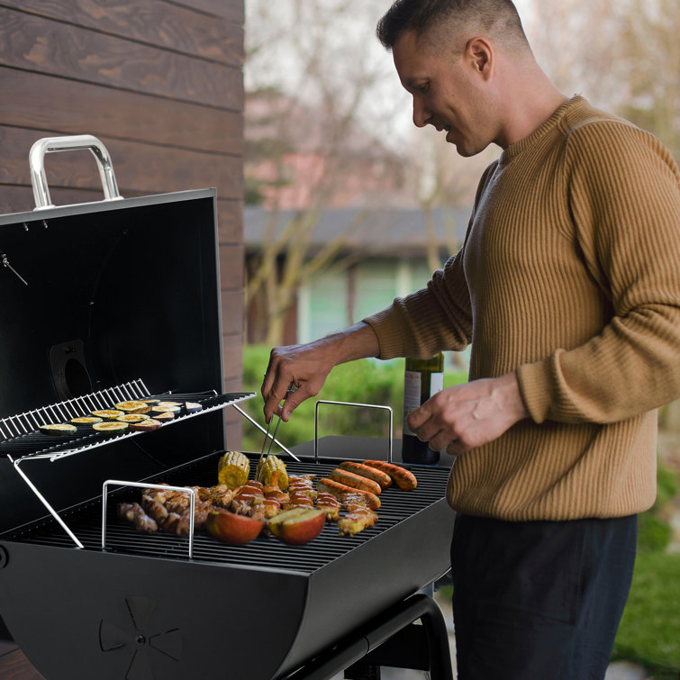 Royal Gourmet 30-Inch Black Barrel Charcoal Grill with Smoker