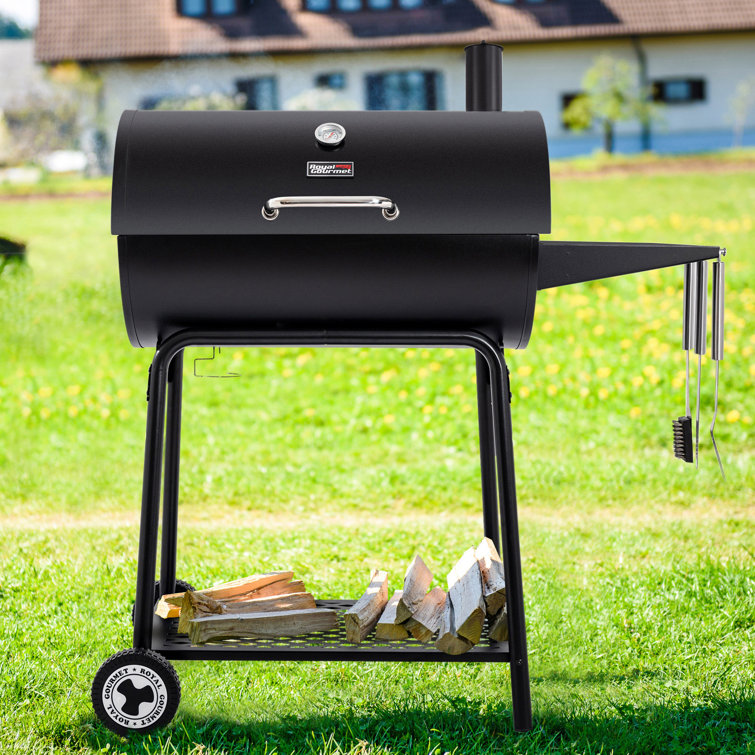 Royal Gourmet 30-Inch Black Barrel Charcoal Grill with Smoker