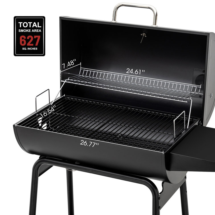 Royal Gourmet 30-Inch Black Barrel Charcoal Grill with Smoker
