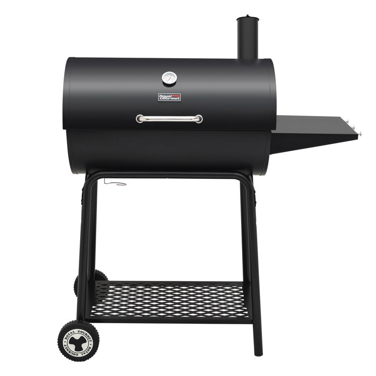Royal Gourmet 30-Inch Black Barrel Charcoal Grill with Smoker