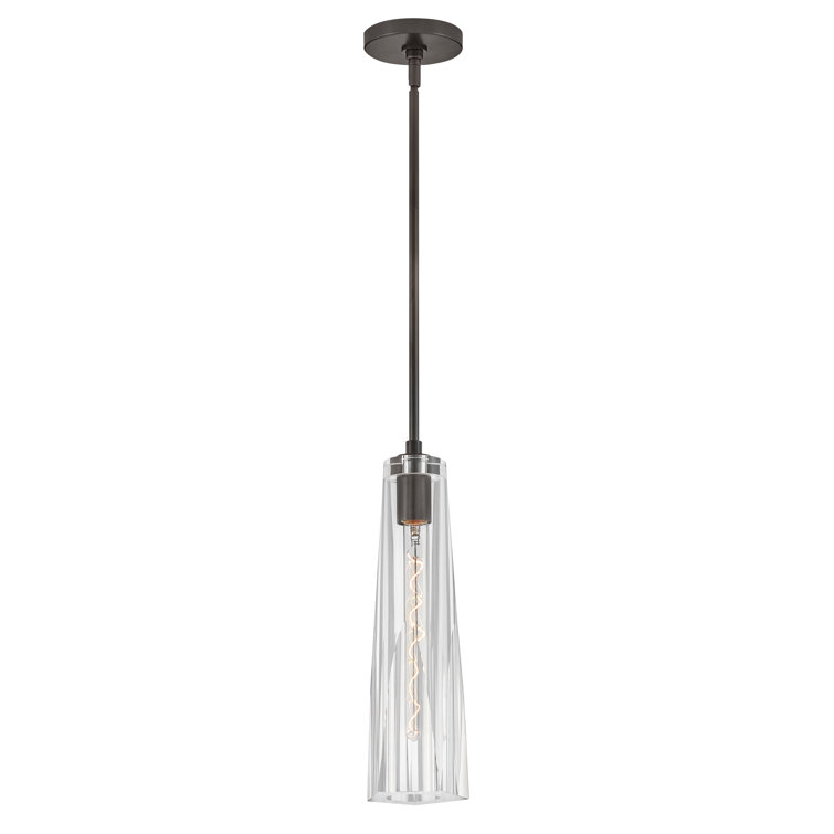 Cosette Sleek Black Oxide LED Pendant with Crystal-Cut Shade