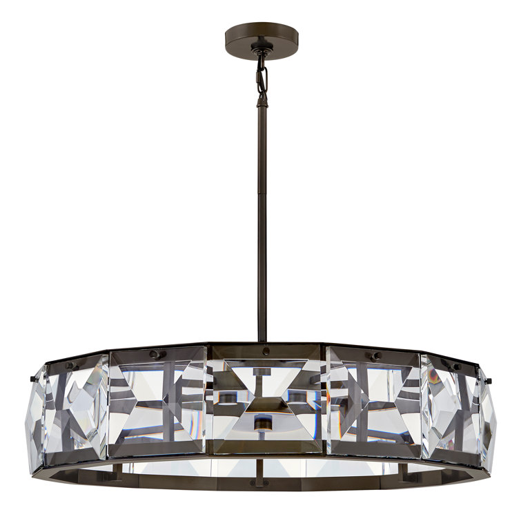 Jolie Black Oxide LED Drum Chandelier with Crystal Accents