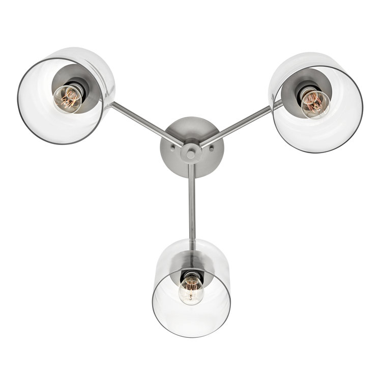 Axel Modern 3-Light Brushed Nickel and Clear Glass Jar Indoor/Outdoor Semi-Flush Mount