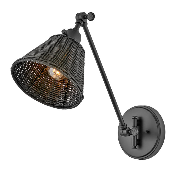 Black and Bronze Rattan Plug-In Wall Sconce