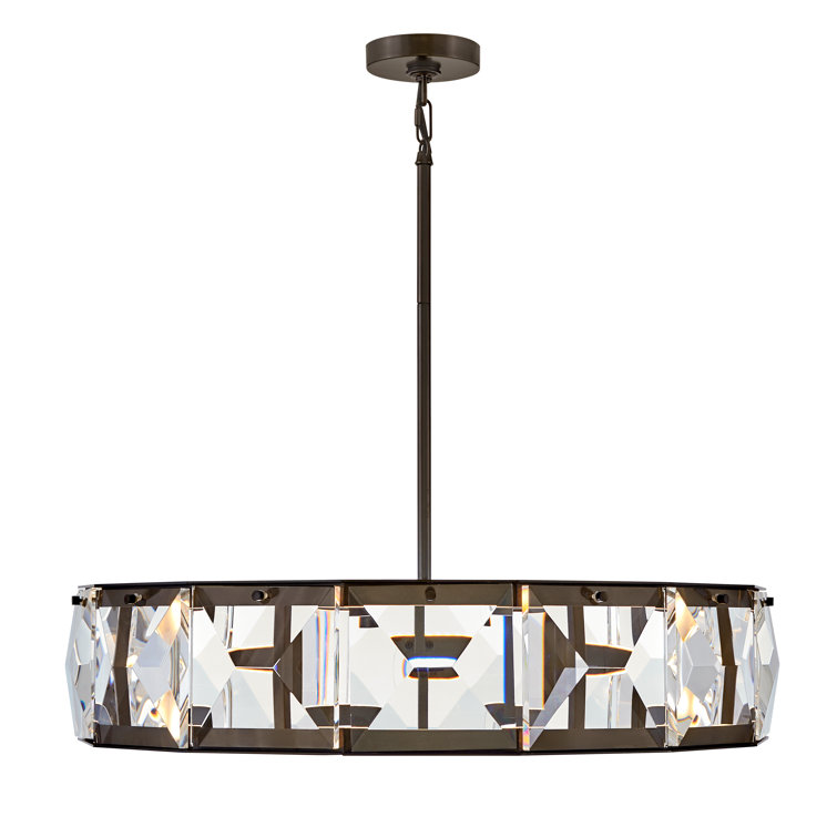 Jolie Black Oxide LED Drum Chandelier with Crystal Accents