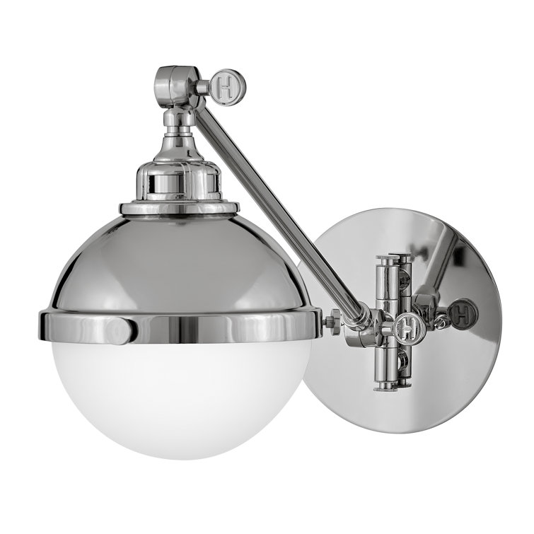 Fletcher Polished Nickel Swing Arm Wall Sconce with Etched Opal Shade