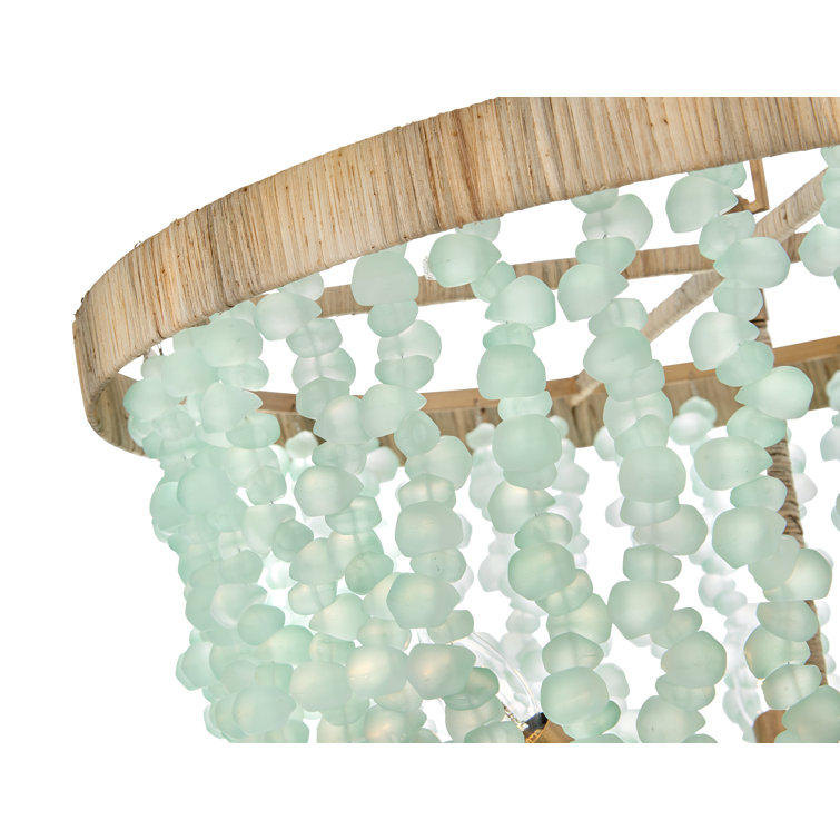 Burnished Gold and Blue Sea Glass 6-Light LED Chandelier