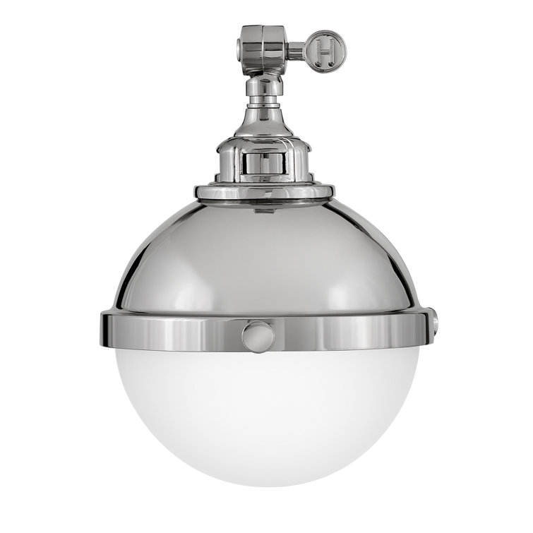 Fletcher Polished Nickel Swing Arm Wall Sconce with Etched Opal Shade