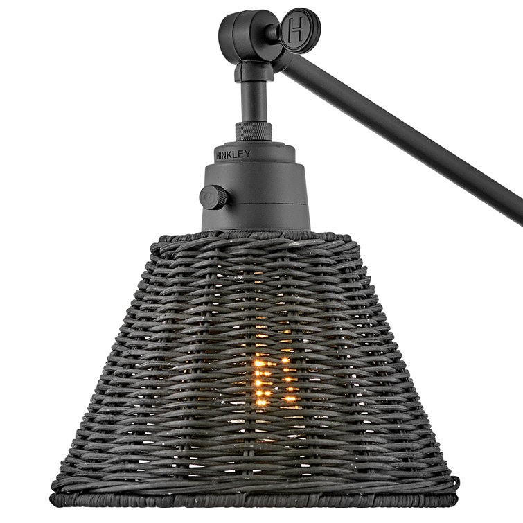Black and Bronze Rattan Plug-In Wall Sconce