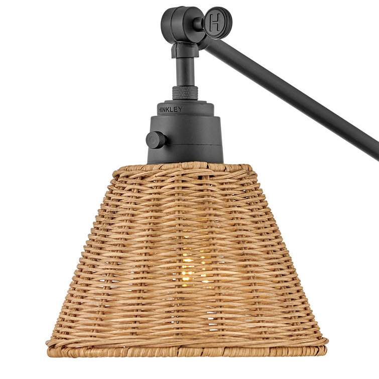 Lennon Plug-In Task Sconce - Black and Natural Rattan
