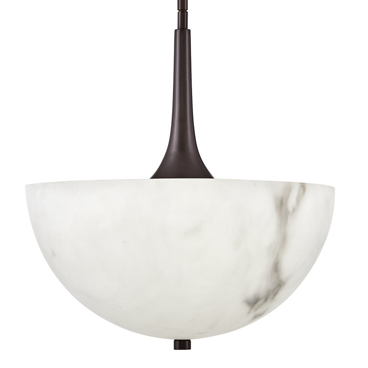 Inez Black Oxide 3-Light LED Bowl Pendant with Cloudstone Glass