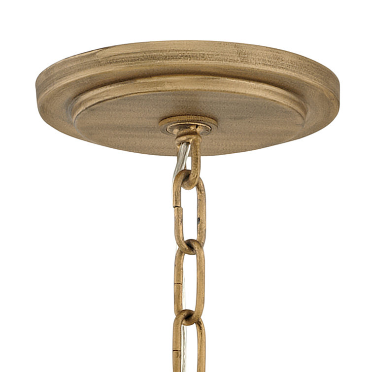 Burnished Gold and Blue Sea Glass 6-Light LED Chandelier