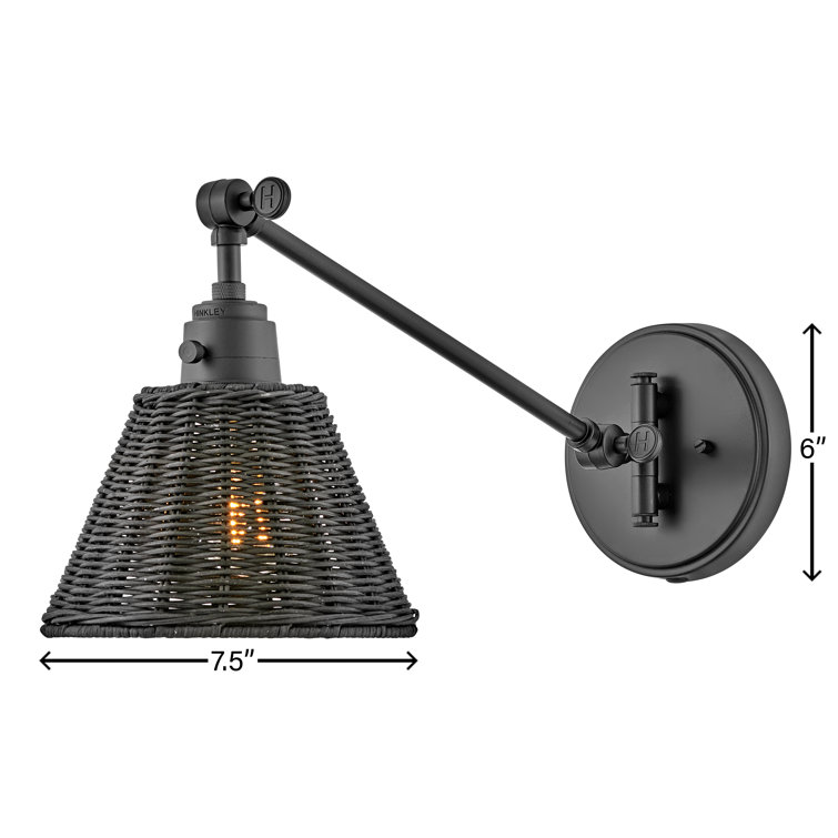 Black and Bronze Rattan Plug-In Wall Sconce