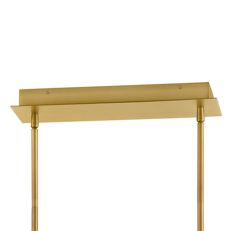 Lacquered Brass LED Linear Chandelier with Polycarbonate Shade