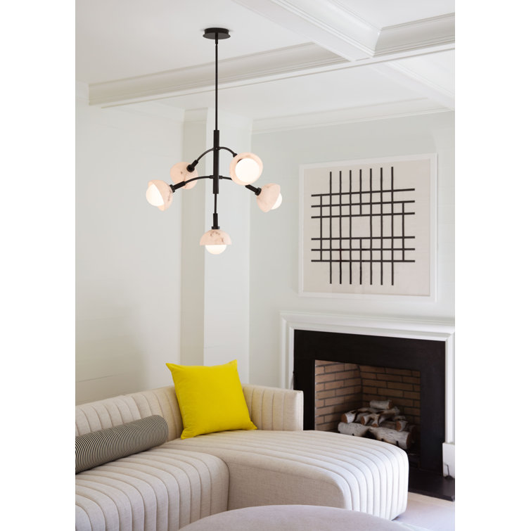 Phoebe Black Oxide 5-Light LED Chandelier with Opal Glass