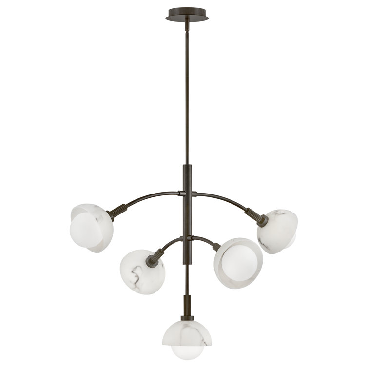 Phoebe Black Oxide 5-Light LED Chandelier with Opal Glass