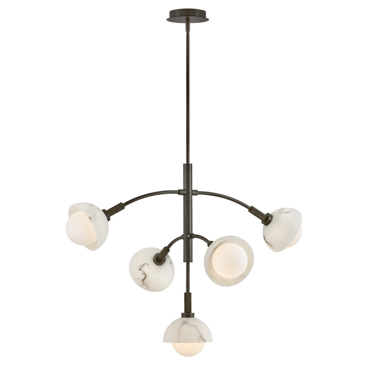 Phoebe Black Oxide 5-Light LED Chandelier with Opal Glass