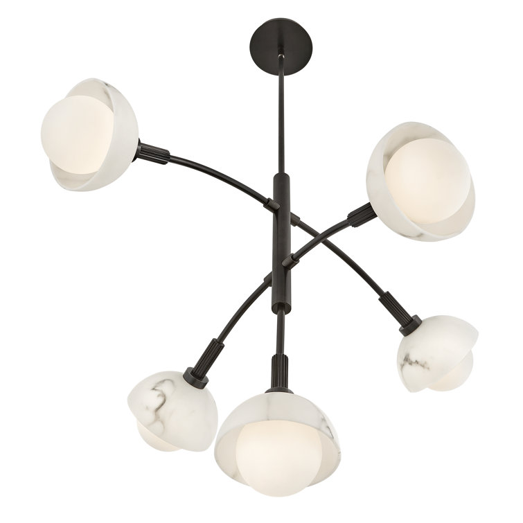 Phoebe Black Oxide 5-Light LED Chandelier with Opal Glass